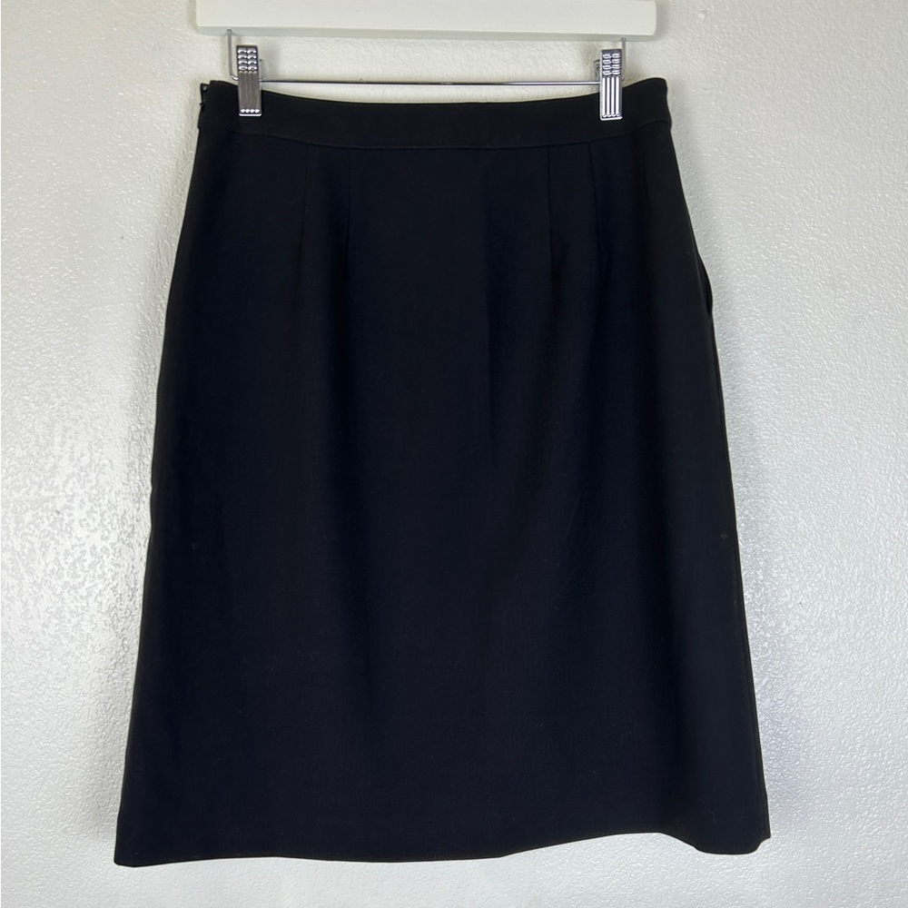 Talbots Petite Button Side Split A-Line Black Mid… - image 5